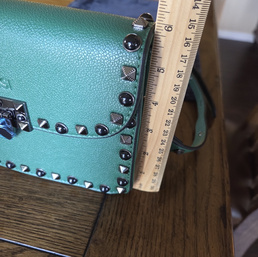 Mersi Vegan Green Crossbody Studded New With Tags Purse - Picture 10 of 14